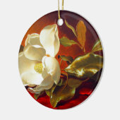 Magnolia op rood fluweel Martin Johnson hoofd Keramisch Ornament (Links)