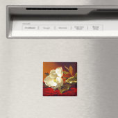 Magnolia op rood fluweel Martin Johnson hoofd Magneet (Insitu (Vaatwasser))