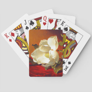 Magnolia op rood fluweel Martin Johnson hoofd Pokerkaarten