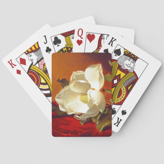 Magnolia op rood fluweel Martin Johnson hoofd Pokerkaarten (Achterkant)