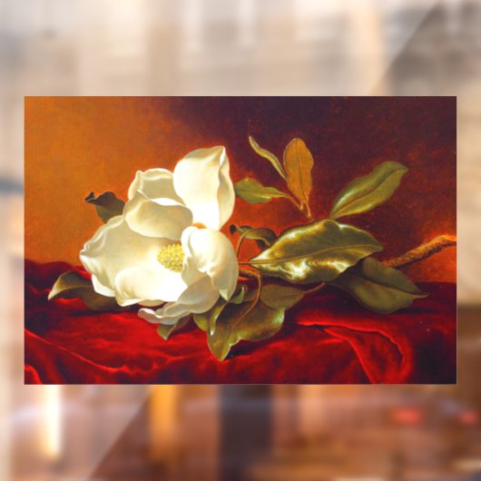 Magnolia op rood fluweel Martin Johnson hoofd Raamsticker (Vel 2)