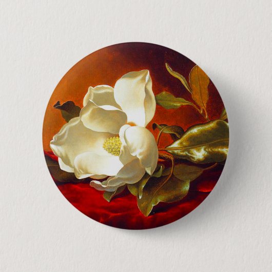 Magnolia op rood fluweel Martin Johnson hoofd Ronde Button 5,7 Cm (Voorkant)