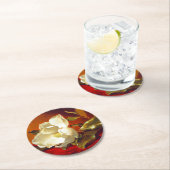 Magnolia op rood fluweel Martin Johnson hoofd Ronde Kartonnen Onderzetter (Insitu)