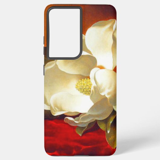 Magnolia op rood fluweel Martin Johnson hoofd Samsung Galaxy Hoesje (Achterkant)