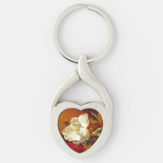 Magnolia op rood fluweel Martin Johnson hoofd Sleutelhanger (Voorkant)