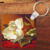 Magnolia op rood fluweel Martin Johnson hoofd Sleutelhanger (Achterkant)