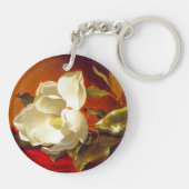 Magnolia op rood fluweel Martin Johnson hoofd Sleutelhanger (Achterkant)