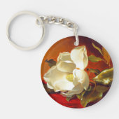 Magnolia op rood fluweel Martin Johnson hoofd Sleutelhanger (Voorkant)