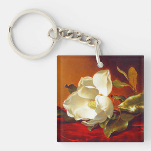 Magnolia op rood fluweel Martin Johnson hoofd Sleutelhanger