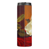 Magnolia op rood fluweel Martin Johnson hoofd Thermosbeker (Achterkant)