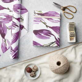 Magnolia Paarse Violet Waterverf Cadeaupapier