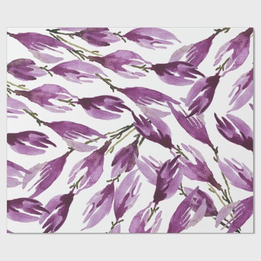 Magnolia Paarse Violet Waterverf Cadeaupapier (Vlak)