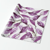Magnolia Paarse Violet Waterverf Cadeaupapier (Uitgerold)