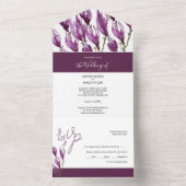 Magnolia Pastel Paars Violet Palette Waterverf All In One Uitnodiging (Binnen)