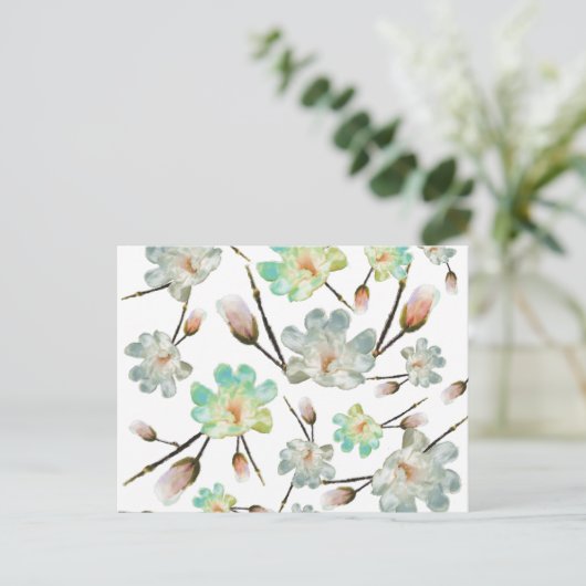 Magnolia Pattern Blank Post Card Briefkaart (Staand voorkant)