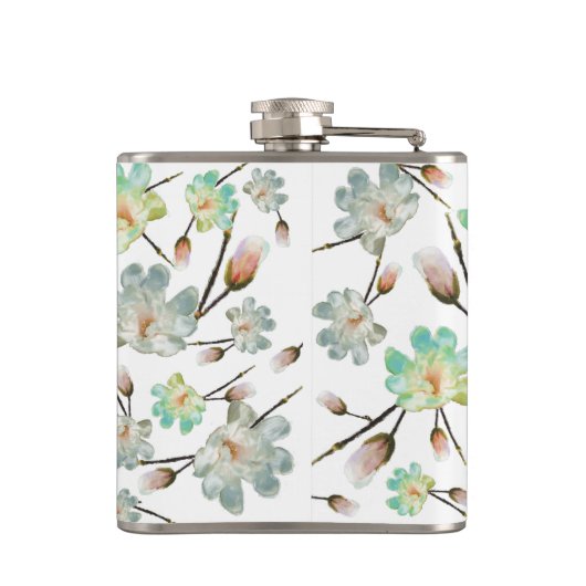 Magnolia Pattern Flask Heupfles (Achterkant)