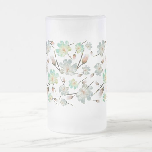 Magnolia Pattern Frosted Beer Mok (Center)