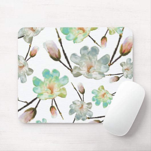 Magnolia Pattern Mousepad Muismat (Met muis)