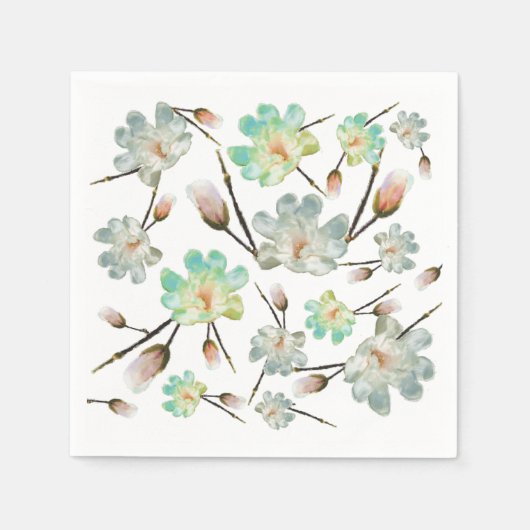 Magnolia Pattern Paper Napkin Servet (Voorkant)