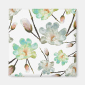 Magnolia Pattern Square Magnet (Voorkant)