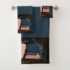 Magnolia Pink Bloom Minimale Abstracte Bad Handdoek