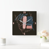 Magnolia Pink Bloom Minimale Abstracte Vierkante Klok (Huis)