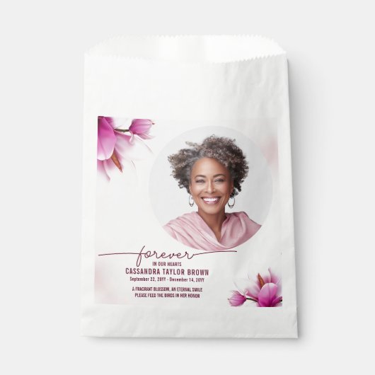 Magnolia Pink Floral Memorial Dank u Bedankzakje (Voorkant)