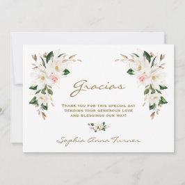Magnolia Pink Flower Spain Gracias Baby shower Bedankkaart