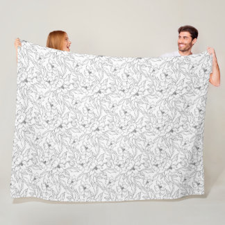 Magnolia-print fleece blanket deken