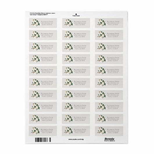 Magnolia Return Address Label (Full Sheet)