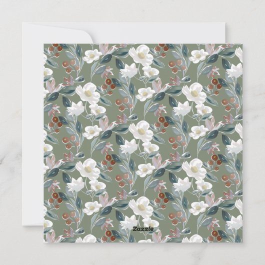 Magnolia & Rode Bes Goud Klassieke Foto Kerstmis Feestdagenkaart (Achterkant)