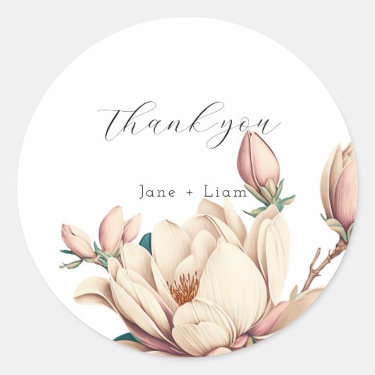 magnolia ronde sticker (Voorkant)