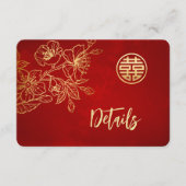 Magnolia rood goud Chinese bruiloft details Informatiekaartje (Voorkant)