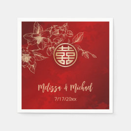 Magnolia rood goud Chinese bruiloft Servet