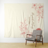 Magnolia rood roze crème Chinese achtergrond Wandkleed (In Situ (horizontaal))
