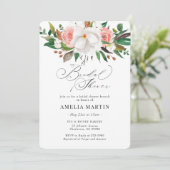 Magnolia Roos Cotton Bridal Shower Invitation Kaart (Staand voorkant)