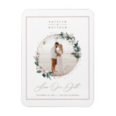 Magnolia & Roos Gold Cirkel Foto slaat de datum op Magneet (Verticaal)