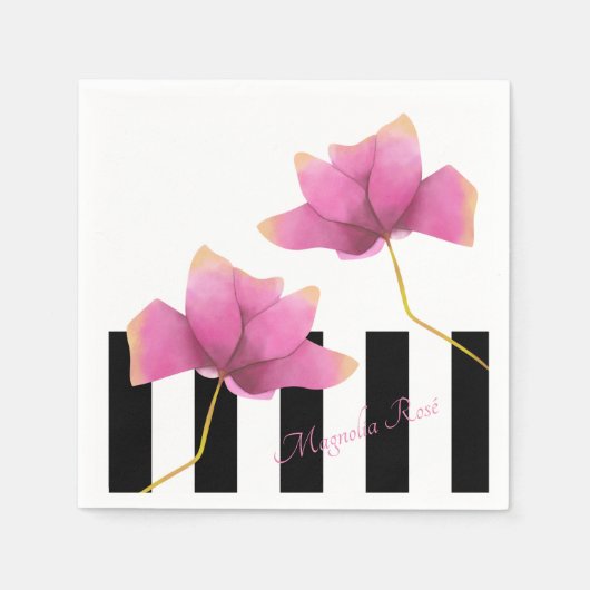 Magnolia Rosé Modern Floral Design Servet (Voorkant)