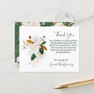 Magnolia rouwkaart bedankt, condoleance   briefkaart