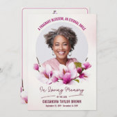 Magnolia Roze Bloemen Begrafenis Kaart (Voorkant / Achterkant)