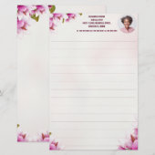 Magnolia Roze Bloemen Zakelijke foto Stationery Briefpapier (Voorkant / Achterkant)