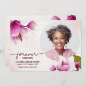 Magnolia Roze Bloemenmonument Dank u kaart (Voorkant / Achterkant)