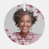 Magnolia Roze Bloemenmonument Glas Ornament (Achterkant)