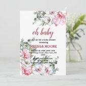 Magnolia roze wit baby shower kaart (Staand voorkant)
