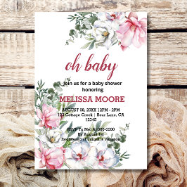 Magnolia roze wit baby shower kaart