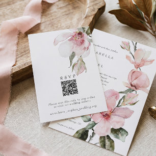 Magnolia RSVP Online QR Code Huwelijkswebsitekaart Kaart