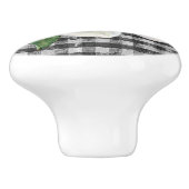 Magnolia Rustic Farmhouse Black in White Gingham Keramische Knop (Zijkant)