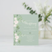 Magnolia Sage Green Floral Wedding nodigt de begro (Staand voorkant)
