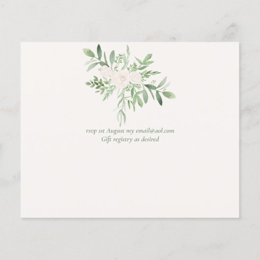 Magnolia Sage Green Floral Wedding nodigt de begro (Achterkant)