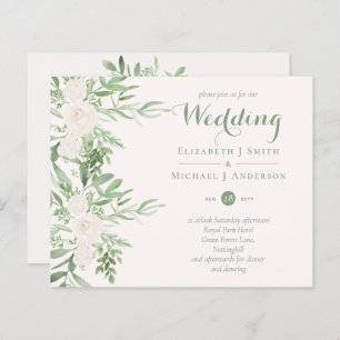 Magnolia Sage Green Floral Wedding nodigt de begro